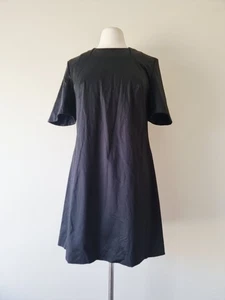 CUE Black Cotton Short Sleeve Dress SIZE 12 A-line - Picture 1 of 6