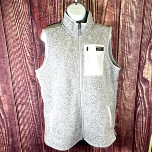 LL Bean XL Women Gray Sweater Fleece Long Vest Logo - Picture 1 of 14