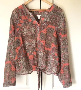 Chicos Damen Shirt Rosa Paisley Bluse V-Ausschnitt Langarm Stretch 0 - Bild 1 von 4