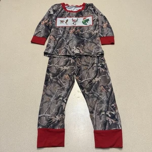 Camo 2T Small Long Sleeve Pajama Set 2pcs Christmas Sleepwear Deer Fish Duck Pjs - Picture 1 of 13