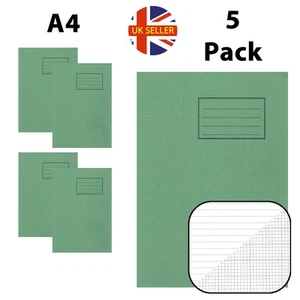 5 x A4 Maths Science Exercise Book 64 Pages Graph Paper 2:10:20 Lined Alternate - Picture 1 of 4