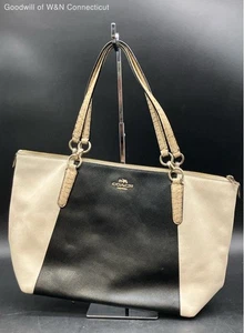 Authentifizierte Coach Damen-Ledertasche schwarz & weiß - Bild 1 von 8
