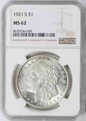 1921-S $1 Morgan Dollar NGC MS62 - Image 1 of 4