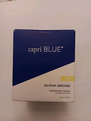 Capri蓝色香氛蜡烛阿罗哈兰花8盎司盒装不倒翁蜡烛 — 第 1/4 张图片