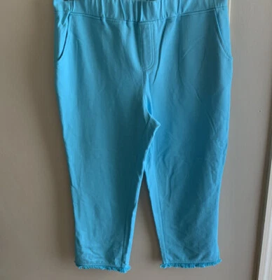 Quacker Factory French Terry Crop Pants with Fringe Detail - Image 1 of 4