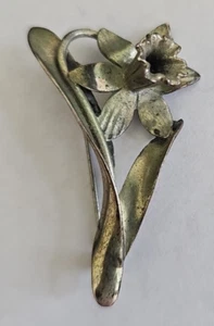 VINTAGE ART DECO 925 BLUME ORCHIDEE SPRAY LEAF BROSCHE ANSTECKNADEL STERLINGSILBER - Bild 1 von 5