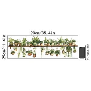 Green Plant Green Leaf Hanging Basket Wall Sticker Home Decoration Wall Decal _t - Imagen 1 de 8