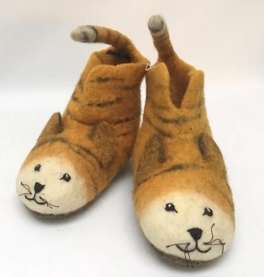 Zapatillas Tigre Hechas a Mano en Nepal Lana Fieltro Niños Pequeños 22/23 EE. UU. Talla 6 Foto 1 de 2