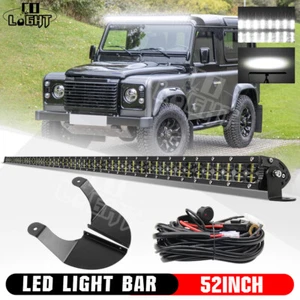Roof 52" Led Light Bar Spot Flood Brackets + Wire Fit Gutter Land Rover Defender - Picture 1 of 16