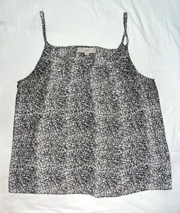 Ann Taylor LOFT: Ärmelloses Spaghettiträger Tank Top: Schwarz-Weiß Print, L - Bild 1 von 2