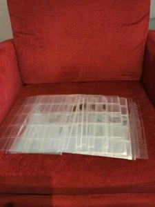 3 ring binder plastic holders for stamps or coins 2” by 2” 20 sections per sheet - Picture 1 of 4