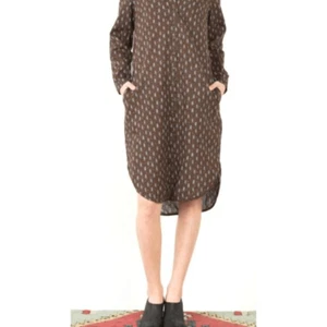Vestido camisero Prairie underground grúa en marrón y azul talla mediana - Imagen 1 de 4