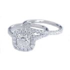 14K Solid White Gold Cushion Moissanite Diamond Engagement Ring And Band 200Ct