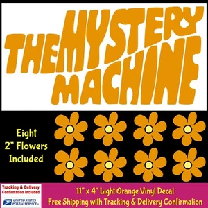 The Mystery Machine 11" Logotipo y Flores Hippie Naranja Calcomanía Vinilo Coche Furgoneta Ventana - Imagen 1 de 1