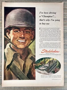 Studebaker Weasel Champion Ski Trooper Soldier Coche Segunda Guerra Mundial 1945 Anuncio impreso vintage - Imagen 1 de 1