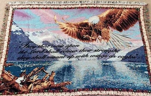 Goodwin Weavers Bible Verse "Mount Up with Eagle's Wings" Throw Afghan Blanket  - Picture 1 of 9