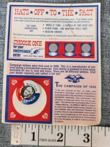 Vintage Hats Off To The Past Alfred E. Smith for President Pin And Scratch Card - Picture 1 of 3