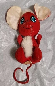 Vintage Herman Pecker Red Mouse CHRISTMAS Plush Doll 7” Nice! - Picture 1 of 18