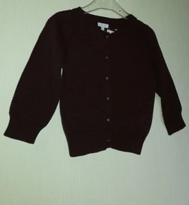 JACADI GILET A MANCHES LONGUES MAILLE TRICOT EN COTON 8 ANS/128 CM MARRON CACAO - Picture 1 of 9
