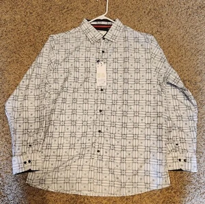 Silver Stone Collection Modern Fit Black/White Geometric Button Down Shirt 3xl - Picture 1 of 5