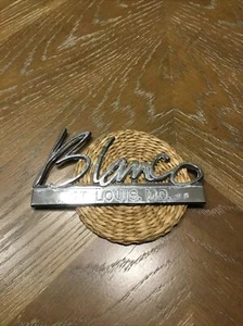 VINTAGE BIANCO Auto Dealer Emblem ST. LOUIS MISSOURI METAL - Picture 1 of 5