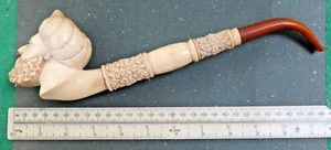 Vintage Large 3 part Meerschaum Pipe with Carved Sultan's Head as Bowl. 290mm - Picture 1 of 23