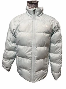 The North Face Hyalite 550 Puffer Jacket Girls 18/20 Light Green Gray Reversible - Picture 1 of 11