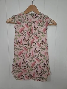 Gap Girls Butterfly Dress Size 5 Toddler Pink Floral Summer Cotton Buttons Lined - Picture 1 of 10
