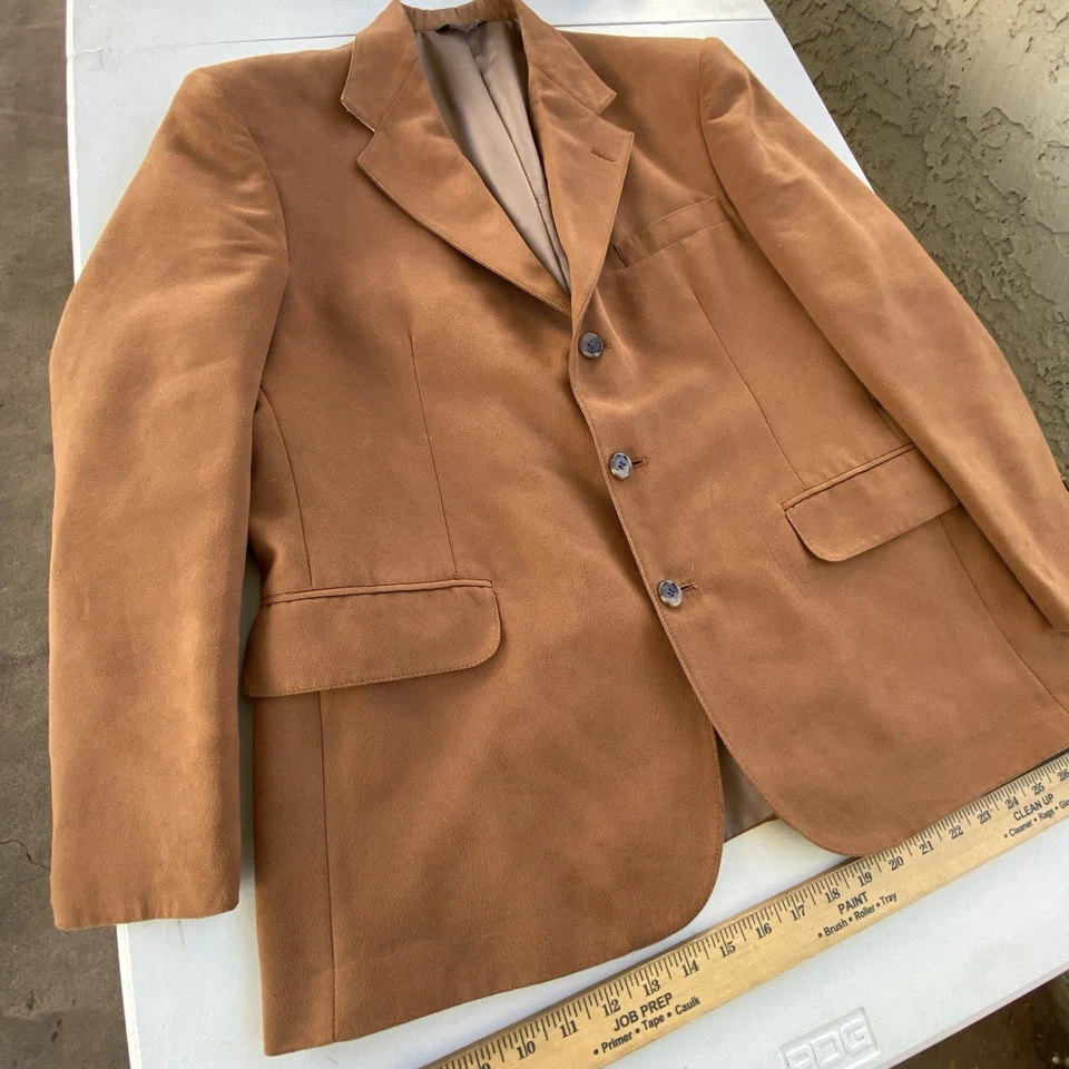 Casaco esportivo vintage anos 60 EUA Norm Thompson 42S talon zíper jaqueta de 3 botões marrom - Imagem 1 de 4