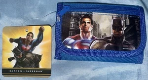 Batman v Superman Movie Merch Blue Trifold Wallet For Kids Brand New W/ Tags - Picture 1 of 12