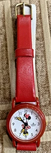 Damen Vintage MINNIE MOUSE by LORUS "V811-0070" Quarzuhr rotes Lederband - Bild 1 von 7