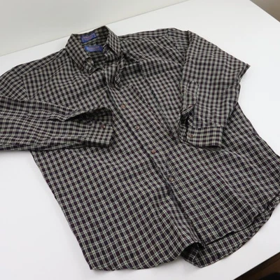 VTG Pendleton Worsted Wool Flannel Plaid Shirt Mens Medium Blue Button Down FLAW - Image 1 of 4