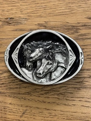 Horse Belt Buckle Horse & Foals Design Western Style Authentic Bergamot Western - Image 1 of 2