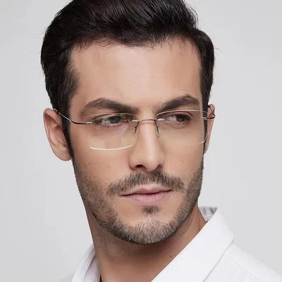 EYGLAJDD Lesebrille Randlos Titan Legierung Leser Herren Damen Lesehilfe +1,0~ 2,5 3,0 +4