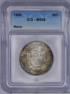 1920 Maine Half Dollar 50c ICG MS66 - Handsomely Toned! - Image 1 of 2
