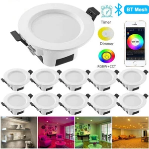 5W/9W Smart Bluetooth RGB+WW+CW Recessed LED Down Lights Ceiling Lamp Dimmable  - Picture 1 of 12