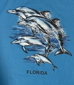 Vintage Single Stitch Florida Souvenir Dolphin Travel T-Shirt 1988 Air Waves - Picture 1 of 6