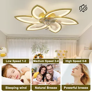 Low Profile Ceiling Fans with Lights,Dimmable LED Ceiling Light Fixture - Picture 1 of 6