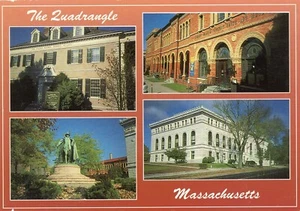 Postcard 4 x 6  -Quadrangle, Puritan Statue Deacon Samuel Chapin /Museums.  MA - Picture 1 of 2