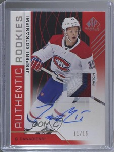 2018 SP Game Used Authentic Rookies /15 Jesperi Kotkaniemi #140 Rookie Auto RC