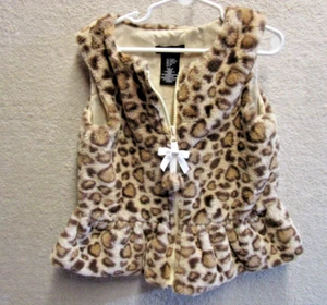 Rachel Zoe Fur Animal Print Sweater Vest Girl Kid  Size Small S (5-6)years Brown - Picture 1 of 4