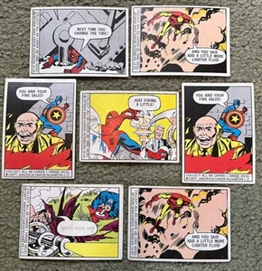 6 Donruss 1966 Marvel Super Heroes Cards Captain America, Iron Man, Spider-man!! - Picture 1 of 2