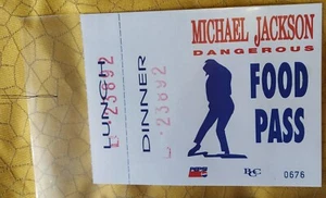 Michael Jackson FOOD - PASS ( Intact ) Dangerous-World-Tour ( LUNCH - DINNER ) - Imagen 1 de 2