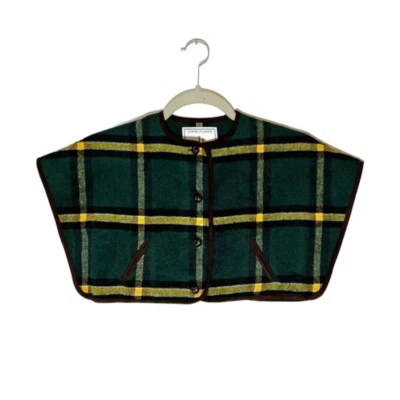 Janie and Jack Girl’s Countryside Ride Green Plaid Collar Cape Stole Size 8 - 12 - Image 1 of 4