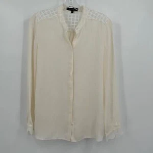 Reiss Womens Button Up Silk Top Size 6 Lace Ivory Dainty Feminine Quiet Luxury - Picture 1 of 8