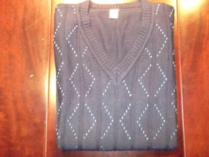 VTG Herren Pullover Gr. XL 52/54 V-Kragen dunkelblau/hellblau Old School Vintage - Bild 1 von 12