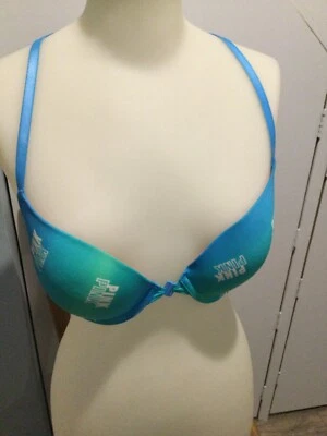 Sujetador push-up ROSK by Victoria’s Secret Wear Everywhere 34C logotipo a rayas azul/verde Foto 1 de 4