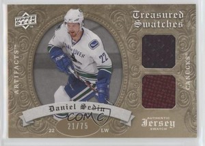 2008-09 Upper Deck Artifacts Treasured Swatches Dual Gold /75 Daniel Sedin HOF