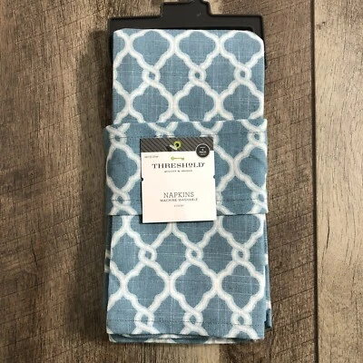 Threshold Blue White Dinner Cotton Table Napkins Set of 4  - Image 1 of 4