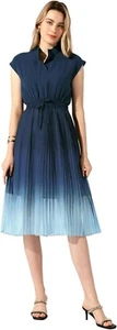 Allegra K Women's Summer Sleeveless Smocked Waist Pleated Dress Size M - Picture 1 of 6